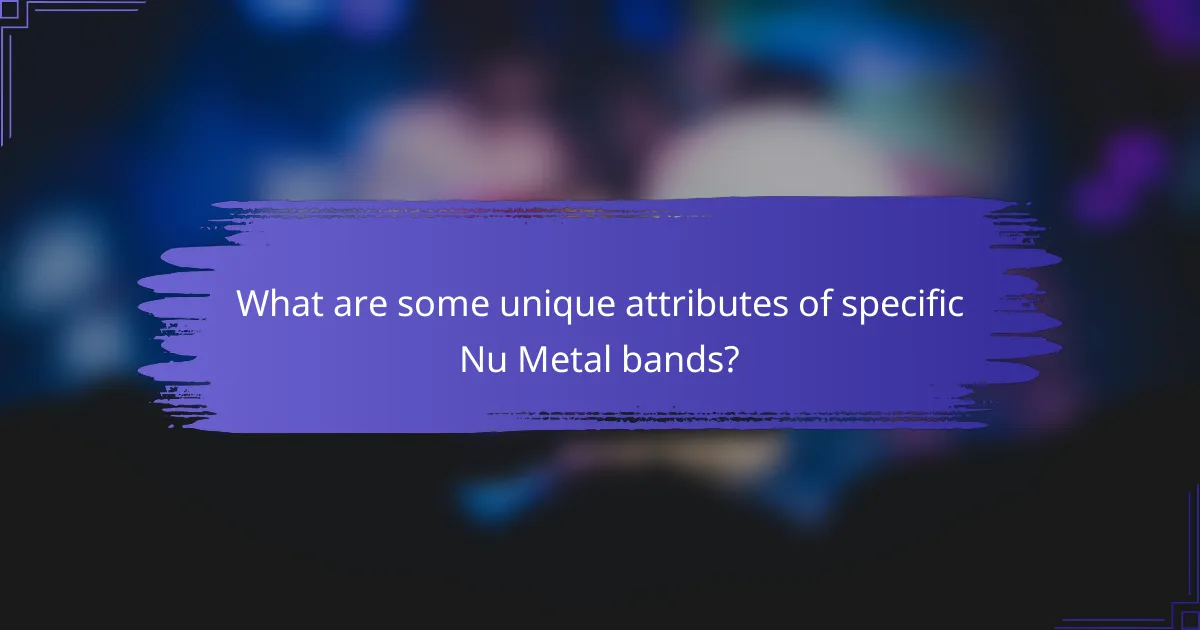 What are some unique attributes of specific Nu Metal bands?