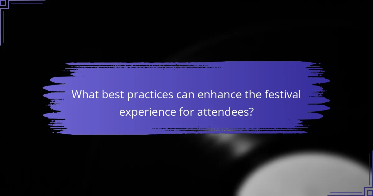 What best practices can enhance the festival experience for attendees?